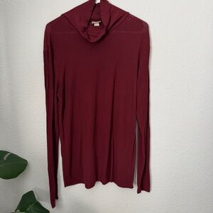 Mossimo Supply Co. Ribbed Maroon Turtleneck Top